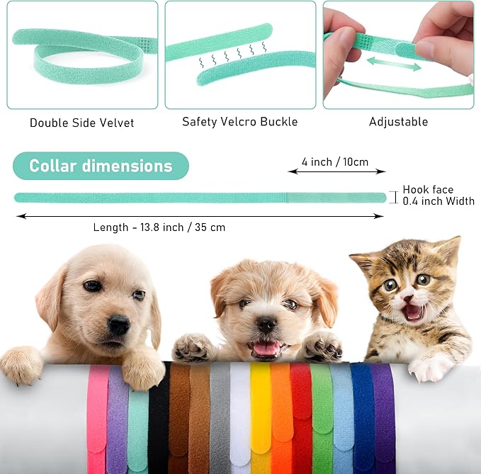 GAMUDA 15Pcs Newborn Puppy Collars, Super Soft Nylon Adjustable Whelping ID - Image 2