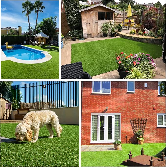 Artificial Grass Rug Outdoor Indoor 9FTX11FT Fake Grass Carpet Green Synthetic - Image 8