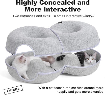 8-Shaped Large Cat Tunnel Bed for Indoor Cats, Infinite Circulation Peekaboo - Image 3