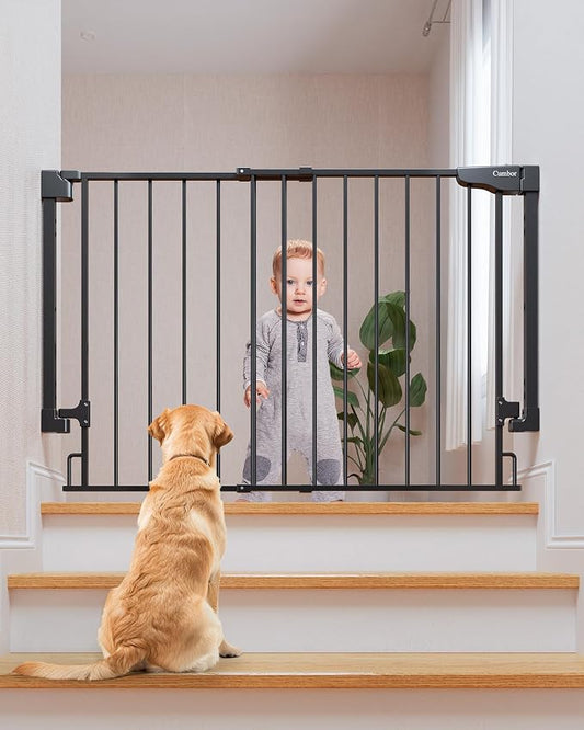 Cumbor 29.2–43" Baby Gate for Stairs, Wall-Mounted, Expandable No Bottom Bar by Cumbor