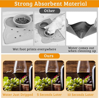 Pet Feeding Mat, Non-Slip Water Bowl Placemat, Pet Supplies 16" x 24" - Image 3