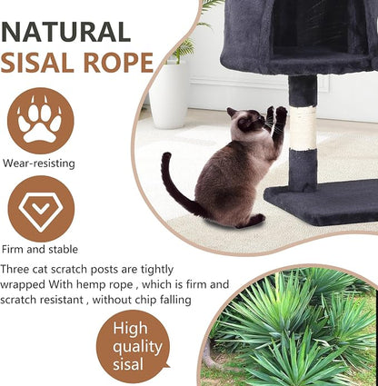 FDW | 36" Cat Tree Tower | Dark Gray | Multi-Level Indoor Activity Center - Image 3
