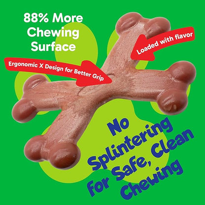 Chew’EMS X Bone Dog Chew Toy for Aggressive Chewers – Long-Lasting Chicken - Image 2