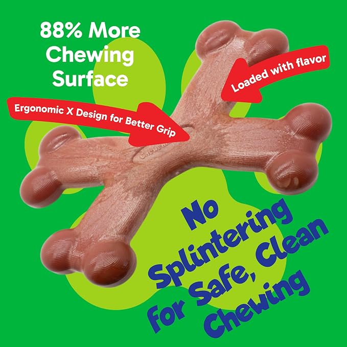 Chew’EMS X Bone Dog Chew Toy for Aggressive Chewers – Long-Lasting Beef Flavor - Image 2