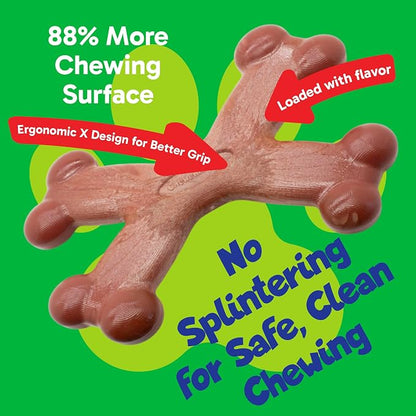 Chew’EMS X Bone Dog Chew Toy for Aggressive Chewers – Long-Lasting Bacon Flavor - Image 2