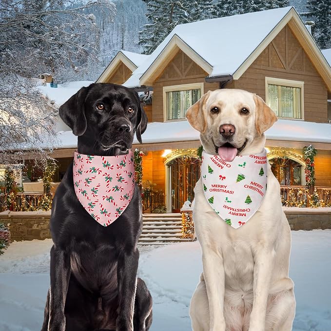 Cute Christmas Dog Bandanas XLarge 2PCS, 4 Pattern Holiday Scarf - Image 5