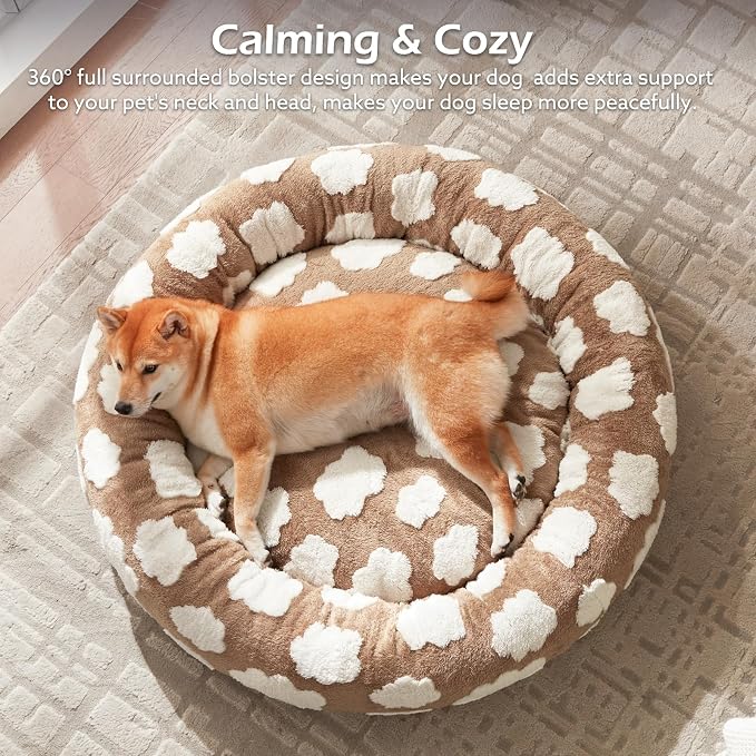 JOEJOY Donut Dog Bed Medium Size Dog, Cute Round Calming Pet Bed - Image 7