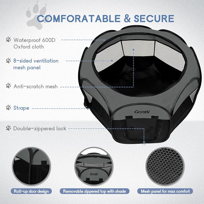 Portable Dog Playpen for Large Dogs, Collapsible Puppy Pet Cat Playpen - Image 5