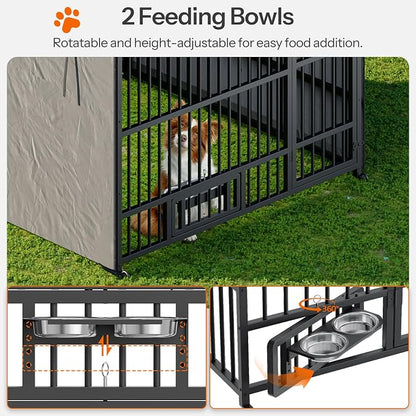 HOOBRO Outdoor Dog Kennel with Cover, 6.6 x 6.6 x 6.4 ft Dog Kennel Outside - Image 5