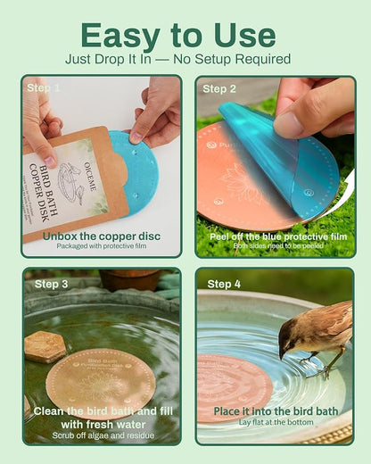 Bird Bath Purification Disk Pure Copper Outside Winter Solar Power Birdbath - Image 6