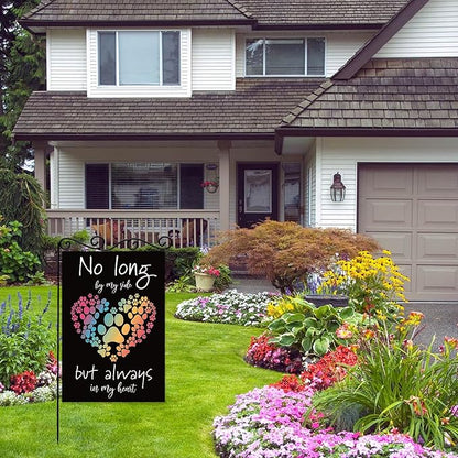 No long by my side but always in my heart Garden Flag, Pet Memorial Garden Flag - Image 3