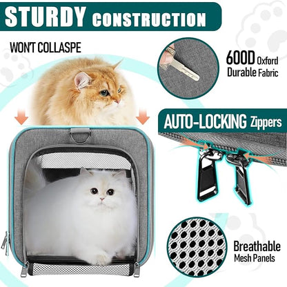 Pet Carrier for Large Cats 20 lbs+ / Soft Sided Small Dog Travel Carriers Top - Image 6