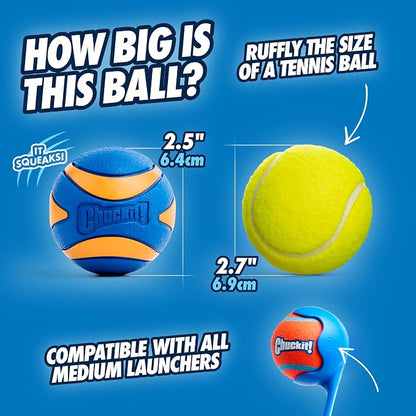Chuckit! Ultra Squeaker Balls for Dogs, Floating Water Pet Toys, Durable Rubber - Image 3