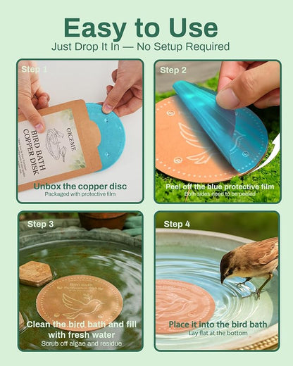 Bird Bath Purification Disk Pure Copper Outdoor Winter Solar Power Birdbath - Image 6