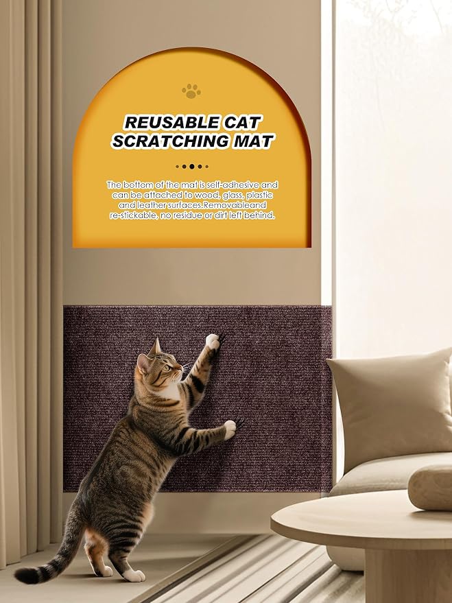 2PCS 39.4"x15.8" Cat Scratch Mat, Trimmable Self-Adhesive Carpet, DIY Climb Cat - Image 5