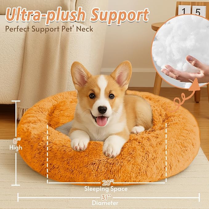 JOLLYVOGUE Calming Dog Bed Medium Size Dog, Anti-Anxiety Donut Medium Pet Bed - Image 5