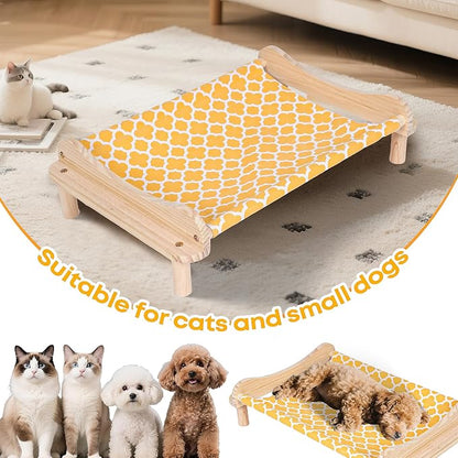 Elevated Wooden Cat Bed – 24"x15.7"x5.9" Breathable Hammock Pet Bed - Image 8
