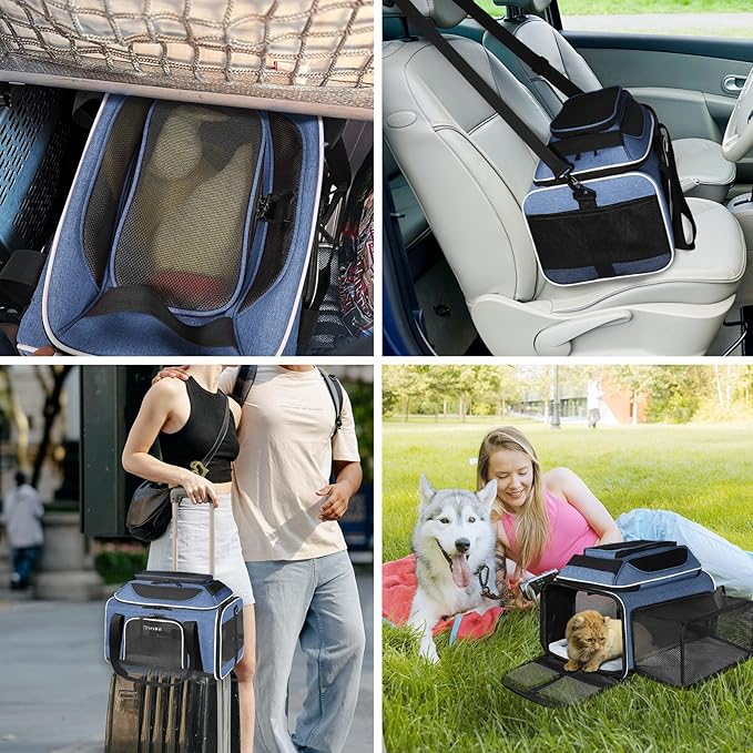 Petskd Top and Side Expandable Pet Carrier 17x12x8.5 Inches JetBlue Frontier - Image 8