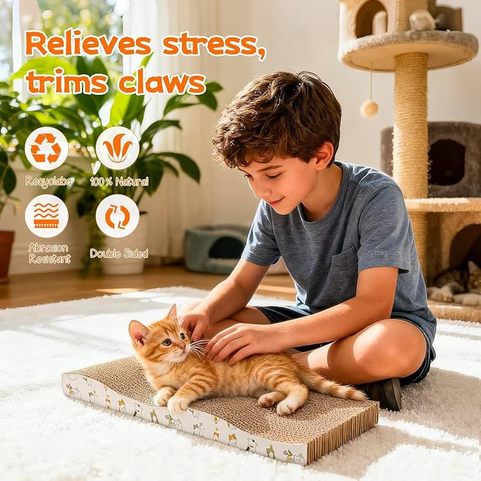 PatiencET Cardboard Cat Scratcher Pads, Catnip Included, - Image 3