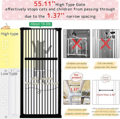 Lumizone Extra Tall Pet Gate 55.12" High Pressure Mounted 63.39"-67.90" Extra - Image 4