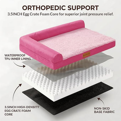 Patas Lague Orthopedic Dog Bed Large Sized Dog 36''X24'', Waterproof L Bolster - Image 4