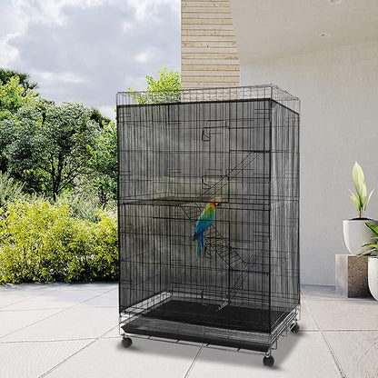 Adjustable Birdcage Seed Feather Catcher Bird Cage Net Cover Soft Skirt Guard - Image 6