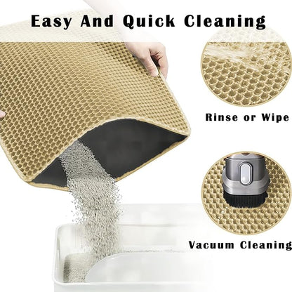 HCY&WLD 2-Pack Cat Litter Mat, Double Layer Honeycomb Waterproof Urine Proof - Image 6