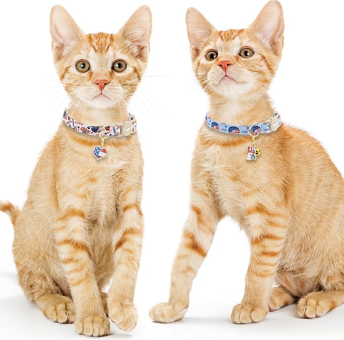 Faygarsle 2 Pack Patriotic American Flag Dog Collar Pattern Cat Collars - Image 7