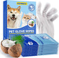 Pet Cleaning Glove Wipes for Dogs & Cats, Hypoallergenic Deodorizing Disposable by PUPMATE