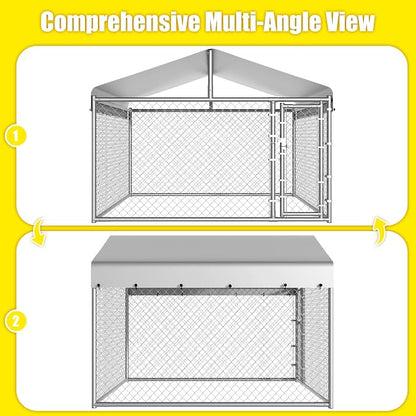 Dog Kennel Outside with Roof, Large Dog Run Enclosure, Outdoor Heavy Duty Pens - Image 8