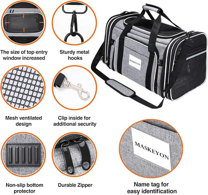 TSA Airline Approved Soft Sided Pet Carrier Top Loading 4 Side Expandable Large - Image 5