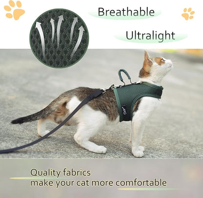 Cat Harness and Leash for Walking Escape Proof Breathable Mesh Fabric, Solid - Image 4