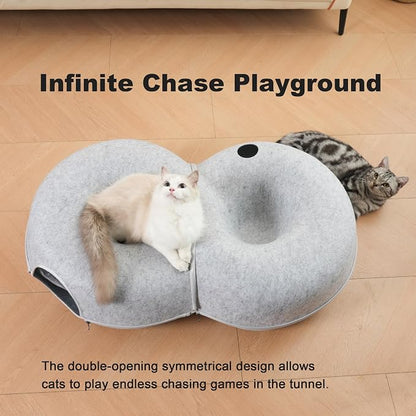8-Shaped Large Cat Tunnel Bed for Indoor Cats, Infinite Circulation Peekaboo - Image 5