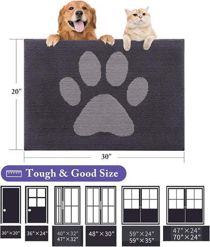 Buganda Dog Door Mat for Muddy Paws, Absorbent Dirt Trapper Washable Indoor - Image 2
