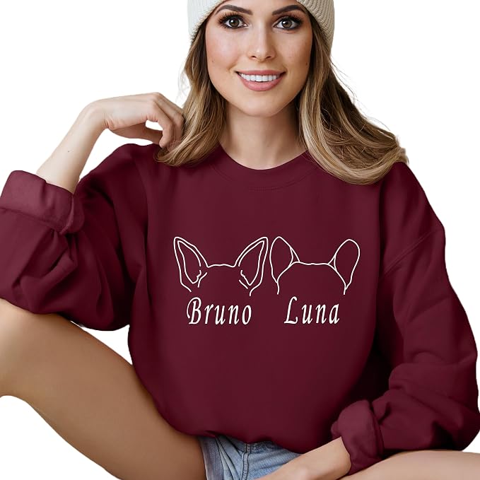 Custom Dog Mom Shirt for Women Pet Ears Sweatshirt by CustomUnique