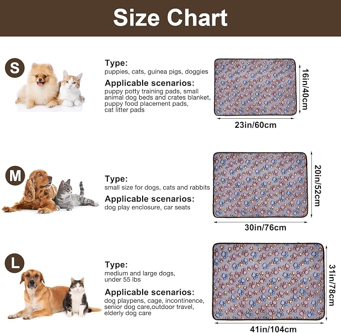 Dono 1 Pack 3 Dog Blankets for Small Dogs, Soft Fluffy Paw Print Pattern Fleece - Image 3