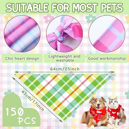 100 Pcs Spring Dog Bandanas Bulk Pet Bibs Colorful Triangle Scarf Pet Bandanas - Image 3