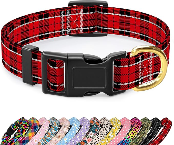 Reflective Dog Collar for Small Dogs, Cute Boho Adjustable Heavy-Duty Nylon by TMOODEL