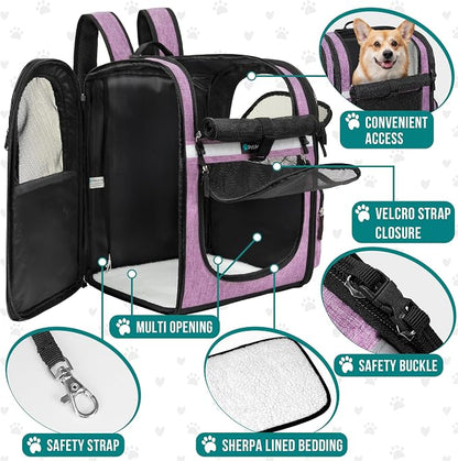 PetAmi Dog Backpack Carrier For Small Large Cat, Ventilated Pet Hiking Backpack - Image 4
