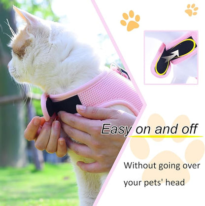 Cat Harness and Leash for Walking Escape Proof Breathable Mesh Fabric, Solid - Image 6