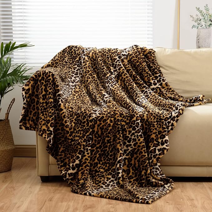 Bnuitland Leopard Print Fleece Flannel Twin Size Blanket, Super Soft 300 GSM by BNUITLAND