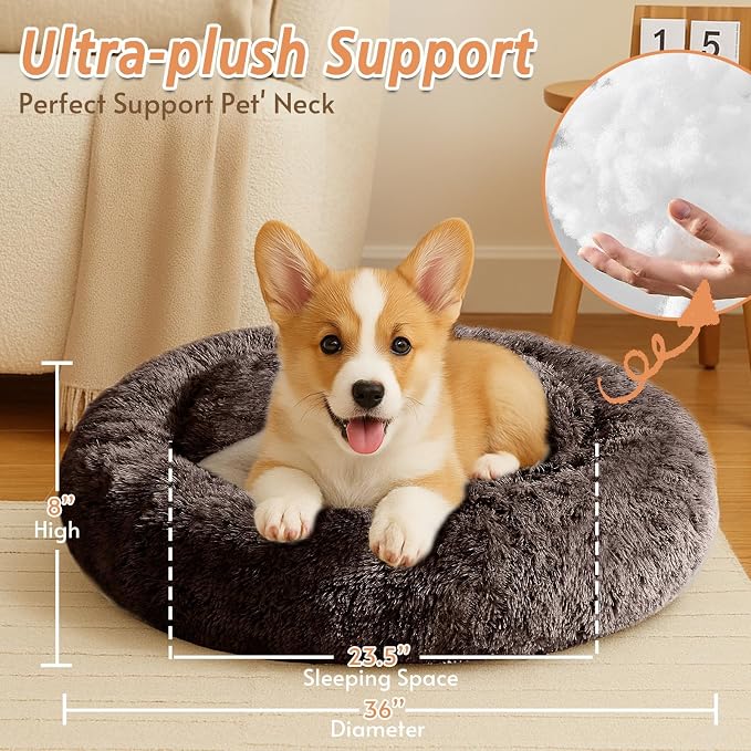 JOLLYVOGUE Calming Dog Bed Large Size Dog, Anti-Anxiety Donut Large Pet Bed - Image 4