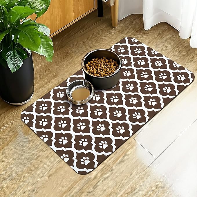 Dog Food Mat 17X30 Inch Pet Feeding Absorbent Mats by Xspatroias