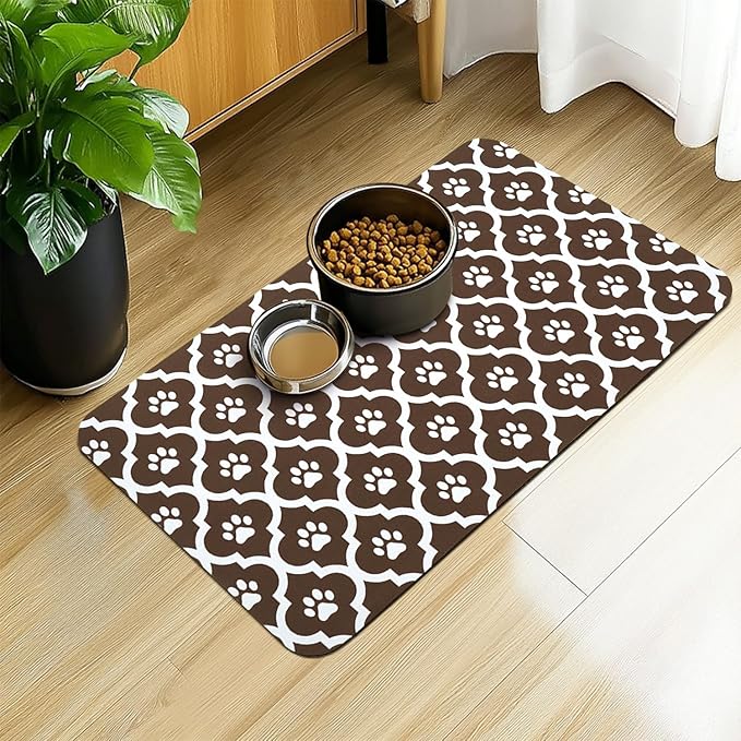 Dog Food Mat 12X20 Inch Pet Feeding Absorbent Mats by Xspatroias