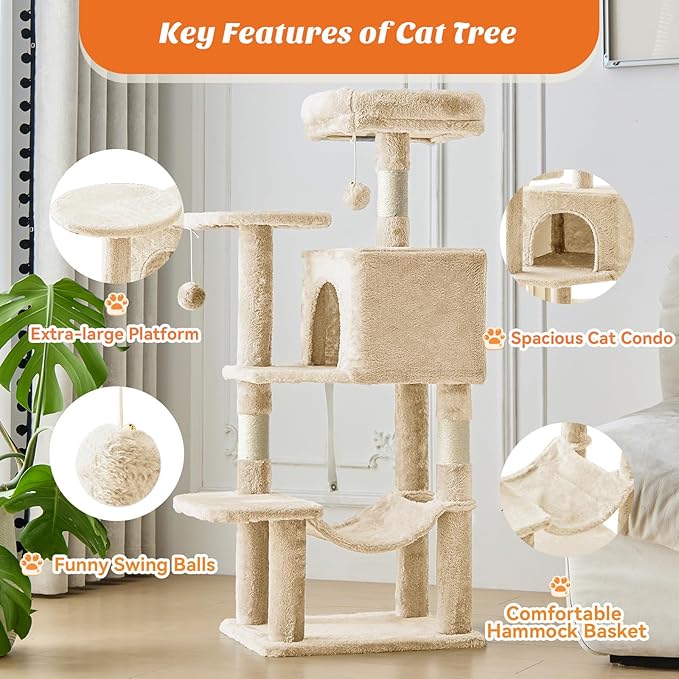 DUMOS Small 44 Inch Cat Tree Tower, Cat Climbing Tower - Image 3
