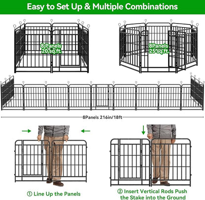 Dog Fence Outdoor 8 Piece Panels 32" Height, Square Steel Pipe - Image 7