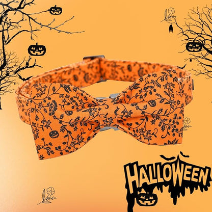 Halloween Dog Collar, Pet Collar Bow Pumpkin Collars Girl Boy Holiday Pet - Image 3