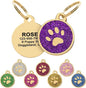 Paw Shape Dog ID Tag Stainless Steel Custom Laser Engraved, Cute Bling Glitter by Pawnimals