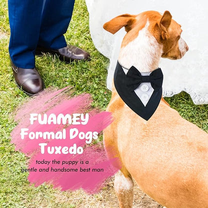 FUAMEY Dog Tuxedo, Adjustable Black Polycotton, Formal Attire - Image 4