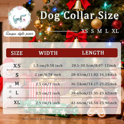 Christmas Dog Collar, Unique Style Paws Red Green Strips Dog Collar - Image 6